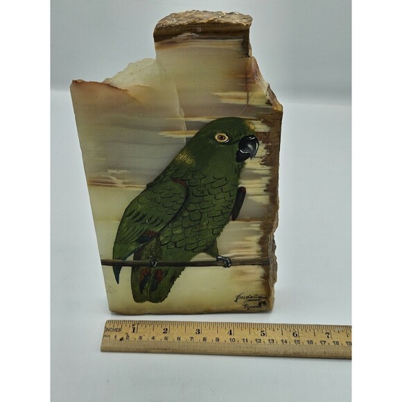 Parrot hand painted on polished slate Signed Tijuana 85 - Picture 10 of 10